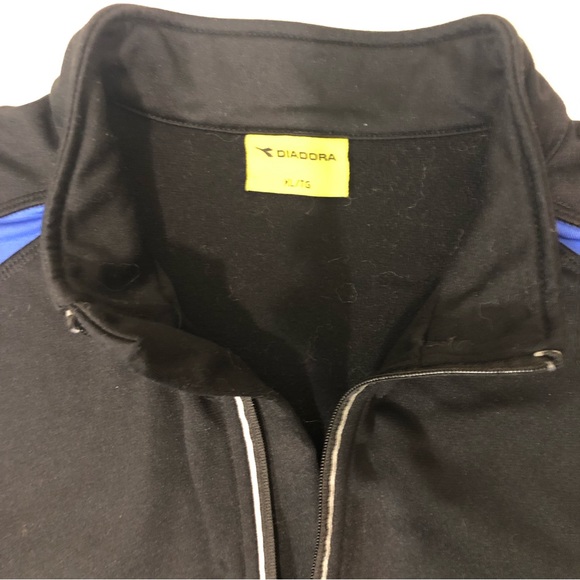 Diadora Track Pullover Half zip Womens Siz Xl Black & Blue - Picture 10 of 16